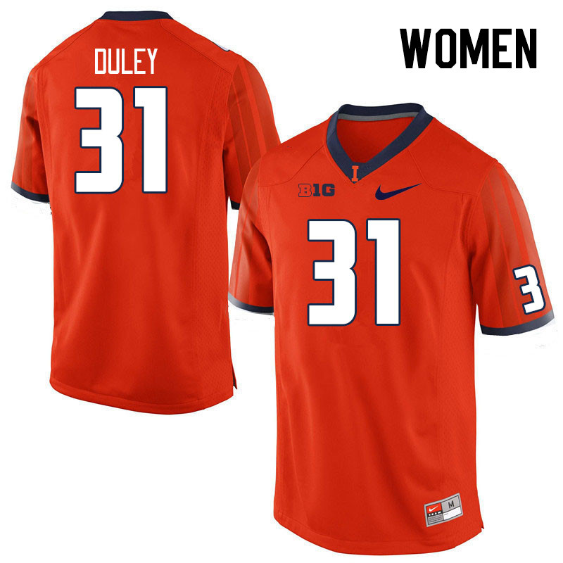 Women #31 Declan Duley Illinois Fighting Illini College Football Jerseys Stitched Sale-Orange
